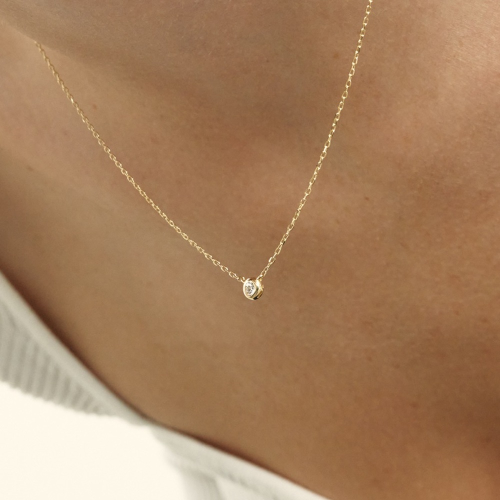 LUNNE (korean brand)
14K Diamond Essential Bezel Necklace (14K Gold) #LCN02 - Picture 8 of 15
